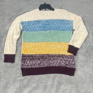 Women's Sweater Small St. John's Bay Acrylic Blue Green Yellow Burgandy Cream